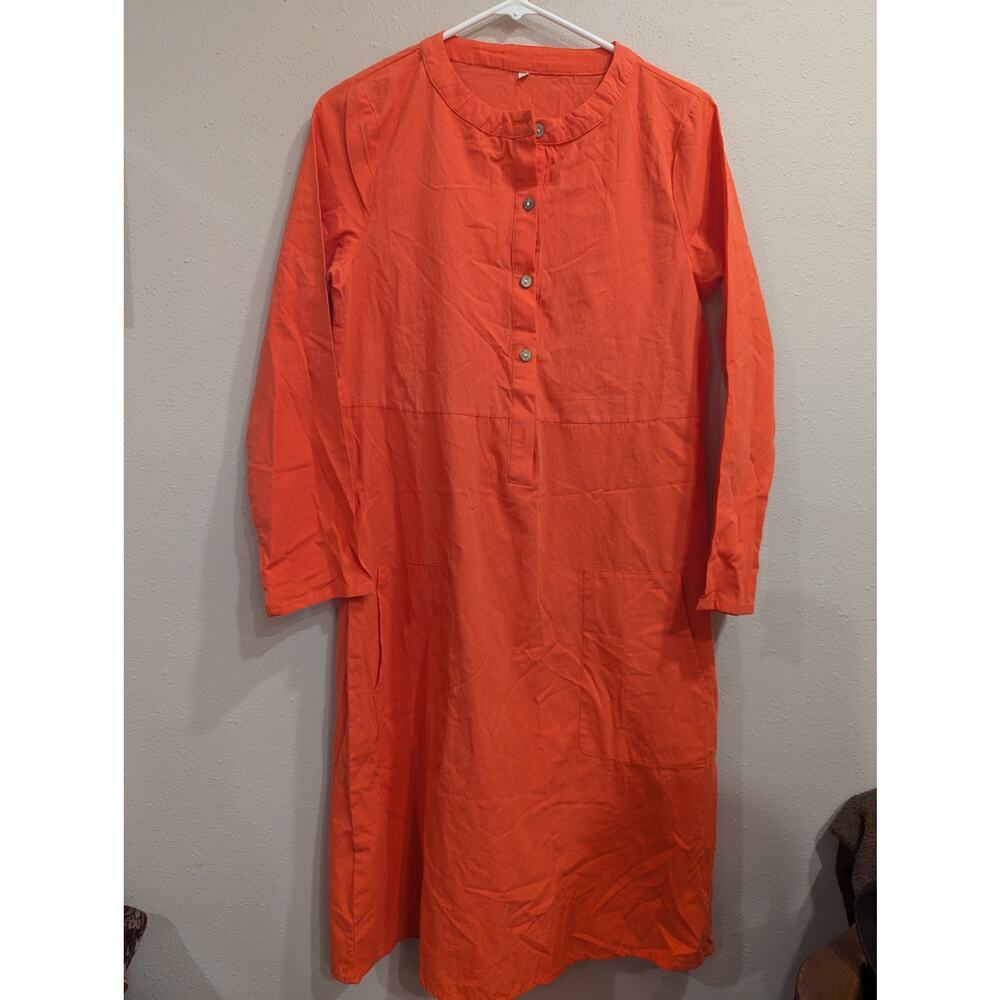 Women's long sleeve linen basic caftan size Medium no tag